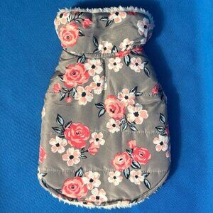PUP CREW GRAY / GREY FLORAL SHEARLING WRAP DOG JACKET / COAT SIZE XS / X - SMALL
